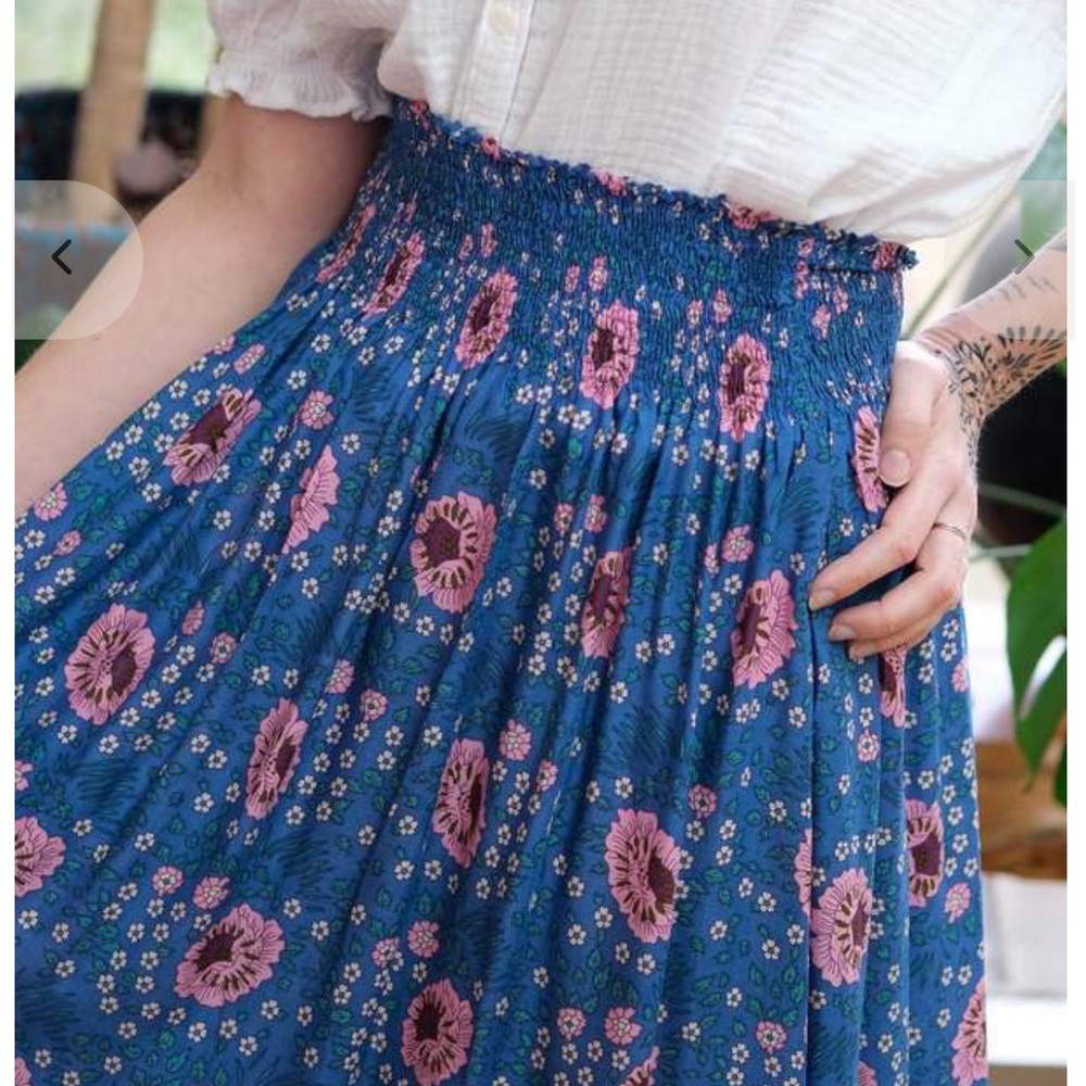 Natalie Martin Blue and Pink Floral A-Line Skirt